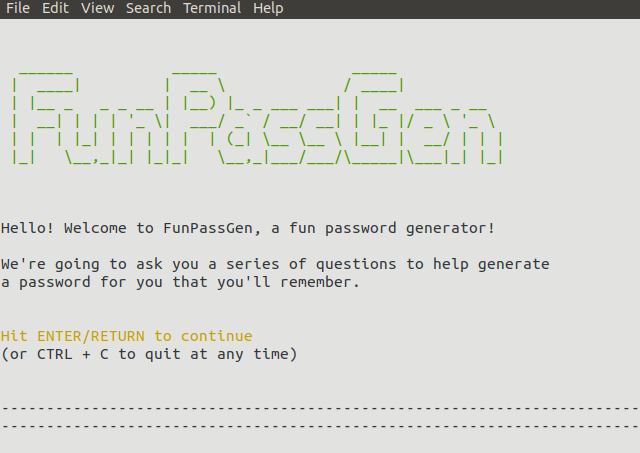 Screenshot of Fun Password Generator